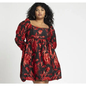 Eloquii Balloon Skirt Brocade Mini Dress Size 14